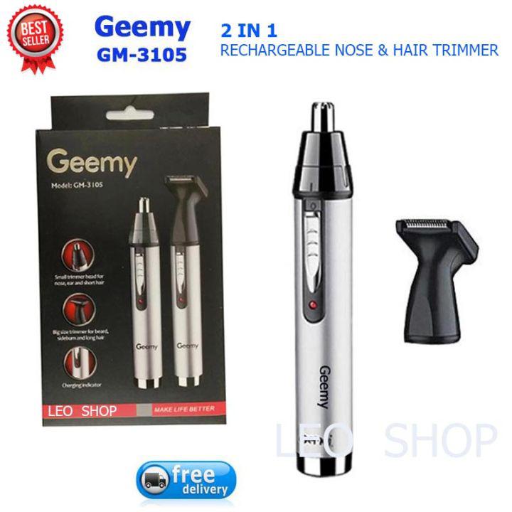 Geemy 2 IN 1 GM-3105 Nose & Hair Trimmer เครื่องตัดขนจมูก 2 IN 1 ตัดขนจมูก โกน แต่งจอน/แต่งผม ชาร์จได้ (Rechargeable)