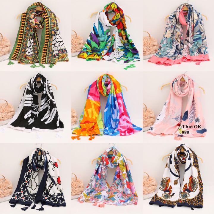 ผ้าพันคอ scarf&shawl scarves ผ้าคลุมไหล่ ผ้าคลุม ผ้าคลุมไหล่ผญ ผ้าคลุมไหล่หรู  สไตล์โบฮีเมียน #ผ้าหนา กันแดด กันลม