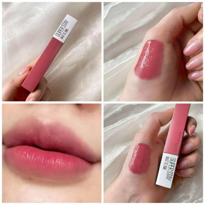 Maybelline ลิปแมทท์คอลใหม่ สีชมพูตุ่น ละมุนหวานใส น่ารักมาก เนื้อแมทท์ติดทน สีชัด ไม่ตกร่อง ซื้อตุ่นเลยสีนี้ เพราะสวยมาก