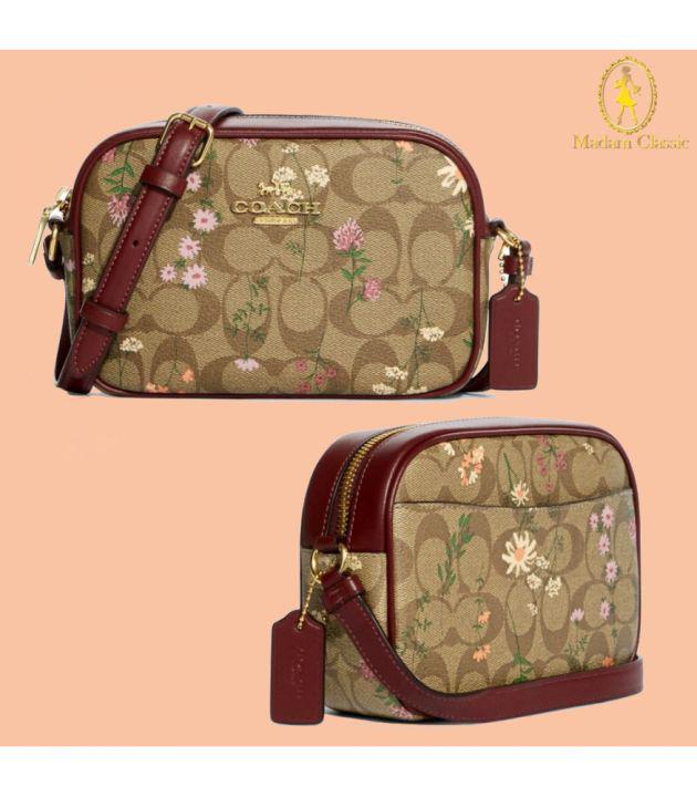 กระเป๋าสะพายข้าง COACH CA719 MINI JAMIE CAMERA BAG IN SIGNATURE CANVAS WITH WILDFLOWER PRINT (IME7V)