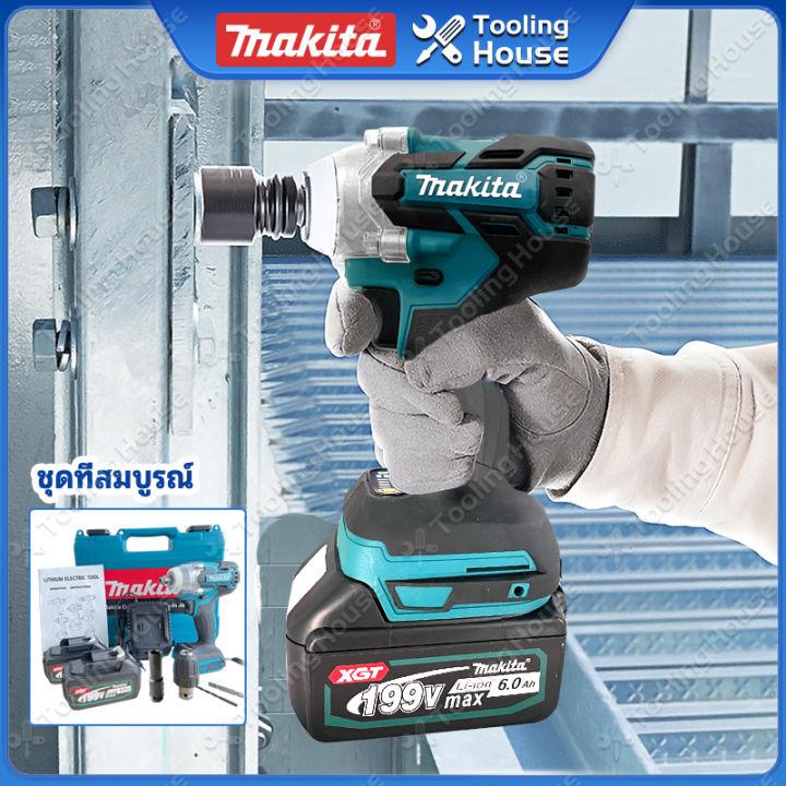 MAKITA ประแจไฟฟ้าไร้สาย 199V แบต 2 บล๊อคไฟฟ้า  บล็อกไร้สาย  บล็อคไร้สาย  ไฟฟ้าประแจผลกระทบ 2 แบตเตอรี่ลิเธียม 6200rpm 520 N.M ประแจไฟฟ้า For Makita18