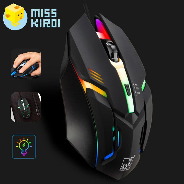 Miss Kiroi  Model K2 Optical RGB Gaming Mouse เมาส์เกมมิ่ง ออฟติคอล ความแม่นยำสูงปรับ DPI 800- 1600 เหมาะกับเกม MMORPG (BNS) FPS MoBA เกมคอมพิวเตอร์เดสก์ท็อปแบบมีสายเงียบเงียบ เม้าส์ cf esports lol