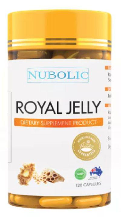 แท้100% Nubolic Royal jelly นมผึ้งนูโบลิค นมผึ้ง 6% 1000 mg ขนาด 120 เม็ด กระป๋องทอง