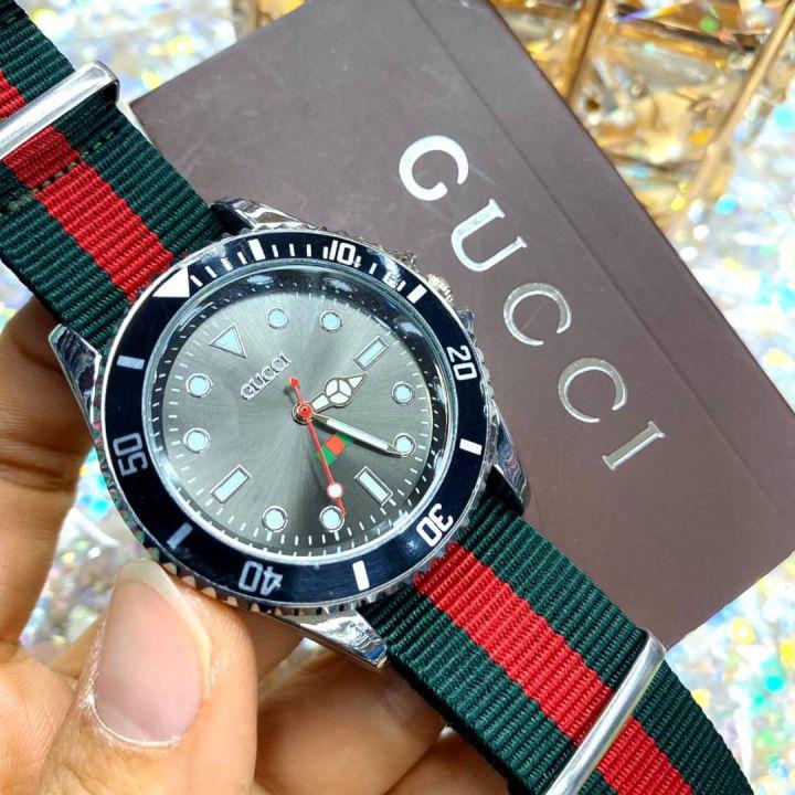 นาฬิกาข้อมือgucci นาฬิกาสายผ้า - ขนาดหน้าปัด 38 mm สินค้ามีถ่าน ผ้าเช็ค ถุงผ้าแถมให้นะคะ