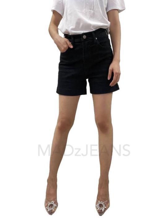 MADzJeans MSTBlack LadyShorts Collection กางเกงยีนส์ขาสั้นหญิง สีดำสนิท ผ้ายืด เอวสูง เนื้อผ้านิ่ม ใส่สบายมากจ้า Size S M L XL XXL 3XL