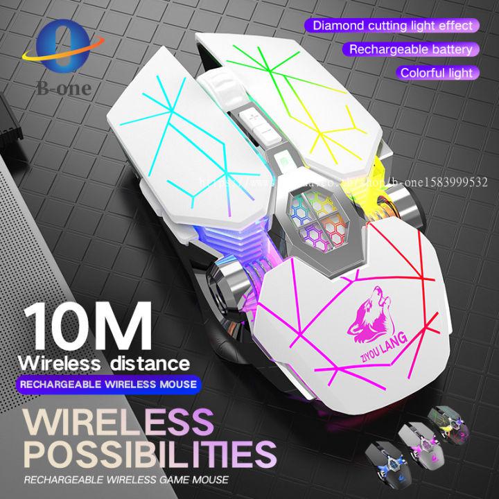 【เมาส์ไร้สาย/Wireless mouse】Optical Macro Key RGB Gaming Mouse เมาส์เกมมิ่ง ออฟติคอล ตั้งมาโครคีย์ได้ ความแม่นยำสูงปรับ DPI 200- 4800 เหมาะกับเกม MMORPG (BNS) FPS MoBA X13