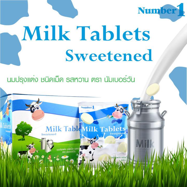 นมอัดเม็ด x 1 กล่อง รสหวาน เสริมแคลเซียม เพิ่มสูง บำรุงกระดูก บำรุงฟัน ทำจากนมแท้ สำหรับทุกเพศทุกวัย อร่อย ได้ประโยชน์ Milk Tablets Sweetened Milk