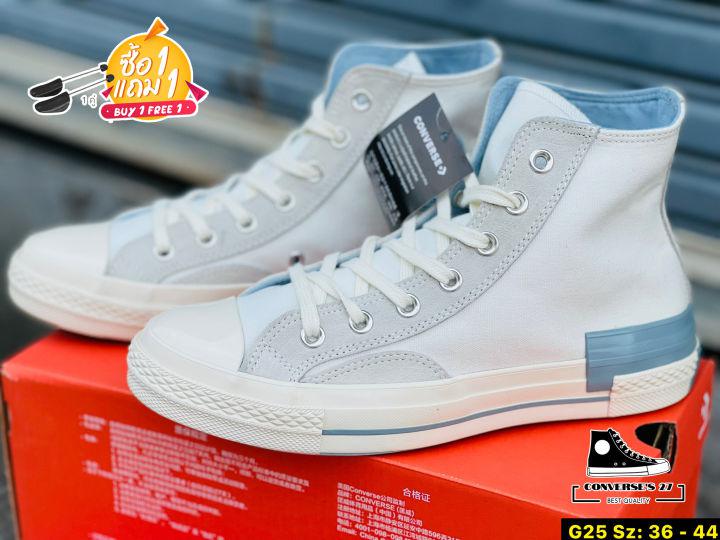 รองเท้าConverse All Star Chuck 70 ขาว/ฟ้า รองเท้าผ้าใบ รองเท้าผ้าใบหุ้มข้อ คอนเวิร์ส 1970s [ของแท้ 100%] พร้อมกล่อง รองเท้าผ้าใบชายหญิง รองเท้าแฟชั่น