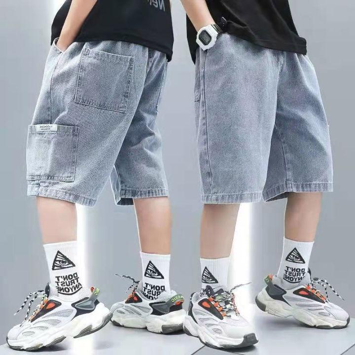 Malss กางเกงยีนเด็กชาย เกาหลี กางเกงยีนส์เด็กโต 4-14 ปี ใส่สบายๆ