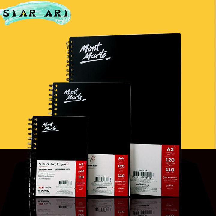 Mont Marte A3/A4/A5 Sketchbook หลวม120หน้า60แผ่นที่ถอดออกได้8K กระดาษหนากระดาษร่างภาพสมุดวาดเขียน,นักเรียนนักเรียนศิลปะวาดภาพแบบมืออาชีพสมุดวาดรูปสมุดวาดรูป Notepad