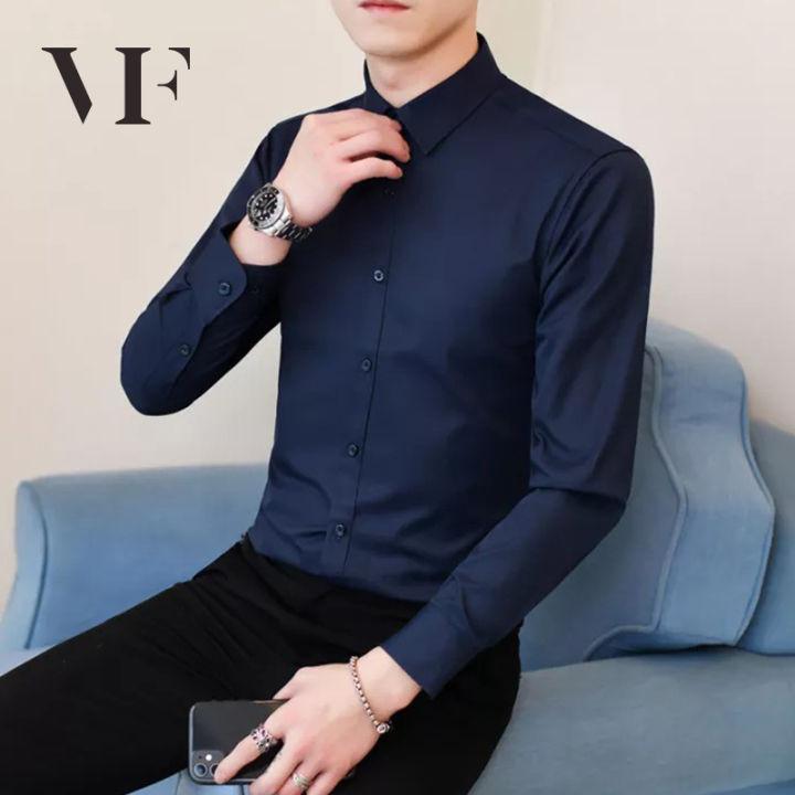 VFASION เสื้อเชิ้ตแขนยาวผู้ชาย เสื้อเชิ้ตแฟชั่นผช เสื้อใส่ทำงานผช VFA716