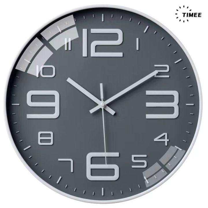 TimeeMall นาฬิกาแขวนผนัง นาฬิกาติดผนัง ทรงกลมขนาด 12 นื้ว wall clock เข็มเดินเงียบไร้เสียงรบกวน ตัวเลขบอกเวลาชัดเจน