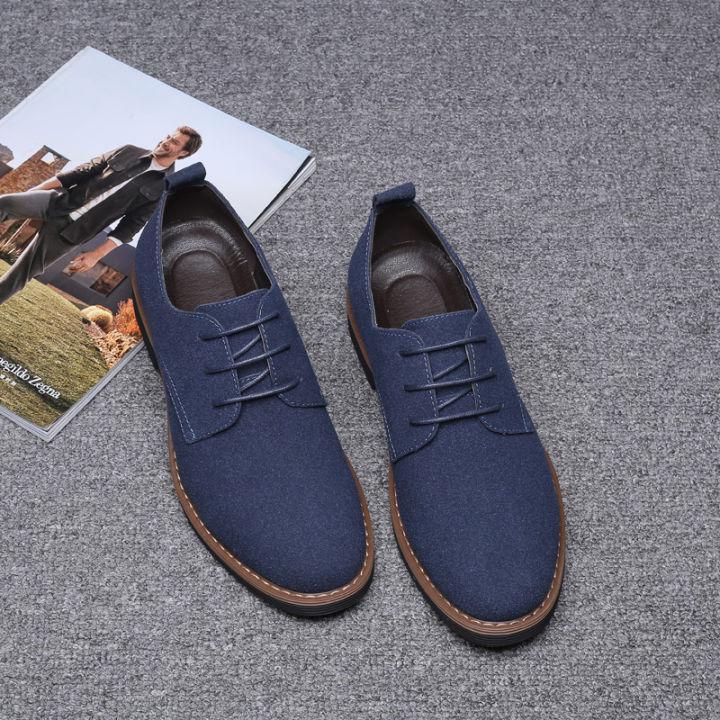 Bata รองเท้าหนังแพะรองเท้าสำหรับทำงาน Casual รองเท้าหนังสำหรับไซส์ใหญ่สำหรับผู้ชาย38-47 (สีดำ/สีน้ำตาล/สีเทา/สีฟ้า) Kasut Lelaki