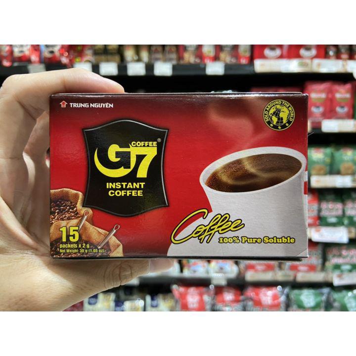 🔥คอฟฟี่ G7 อินสแตนท์ คอฟฟี่ 15 ซอง black instant coffee กาแฟดำ สำเร็จรูป จีเซเว่น