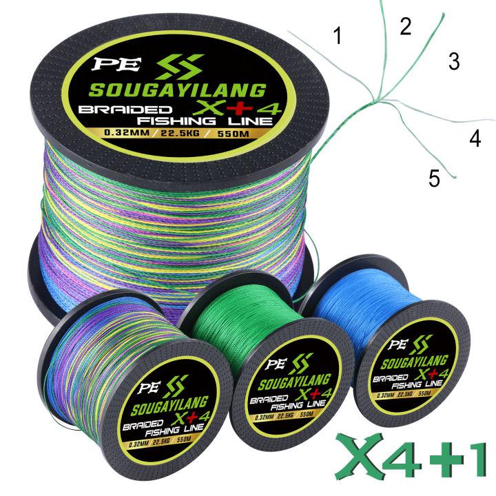 Sougayilang สายเอ็นตกปลา PE หลากสี150ม.-550ม.,สายเอ็นตกปลา4เส้นและ X + 8เกลียว12.3LB-58.4LB สำหรับตกปลาคาร์พ