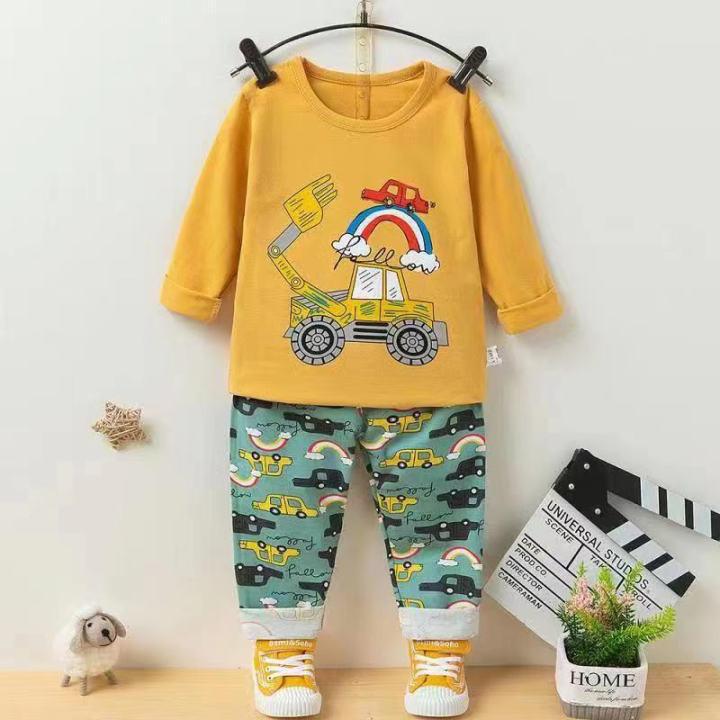 Boy\'s long sleeve pajamas coverชุดนอนเด็กผู้ชายแขนยาวเนื้อผ้าดีสวมใส่สบายเดือน~8years