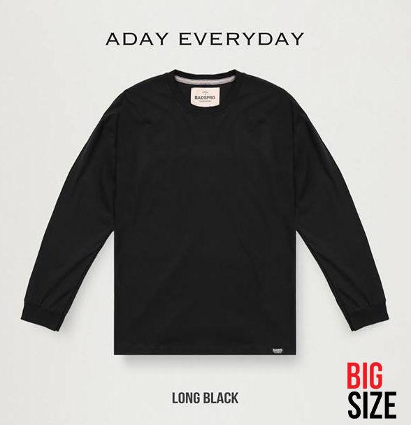 Just Say Bad ® เสื้อแขนยาว 3XL 4XL ไซส์ใหญ่ ( จั้มแขน ) สีดำ รุ่น Classic Long เสื้อยืดคนอ้วน / เสื้อคนอ้วน  BLB