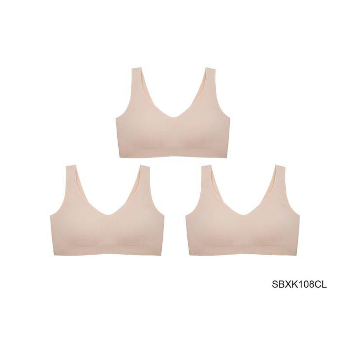 [ แพ็ค 3 ชิ้น ]Sabina เสื้อชั้นใน Seamless (ไม่มีโครง) รุ่น Soft Collection รหัส SBXK108 สีเนื้อ