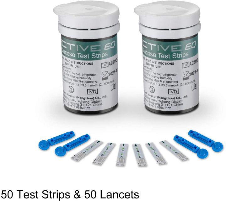 SALE🔥แผ่นตรวจน้ำตาล แผ่นทดสอบ Exactive EQ รุ่น Impulse Blood Glucose Test Strips 50pcs 🔥Free Twist Lancets 50pcs🔥