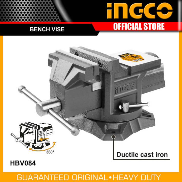 INGCO ปากกาจับชิ้นงาน แบบมีแท่น พร้อมฐานหมุน ขนาด 4 นิ้ว รุ่น  HBV084 ( Bench Vice ) Bestseller