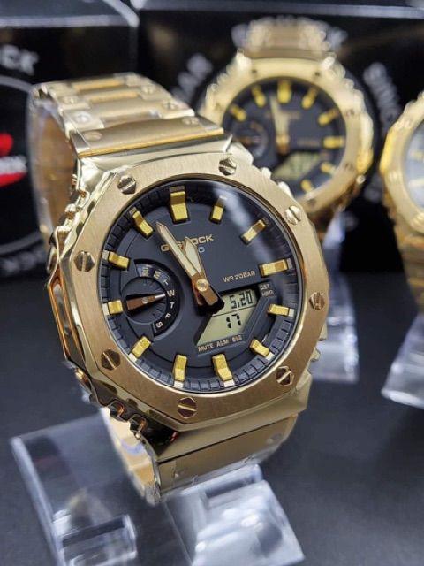 นาฬิกา Casio G-SHOCK นาฬิกาผู้ชาย นาฬิกาทางการ สาย Stainless steel คุณภาพสูง สีทอง ทนทาน แข็งแรง กันน้ำลึกได้ 30 เมตร ( งานเทียบแท้ )