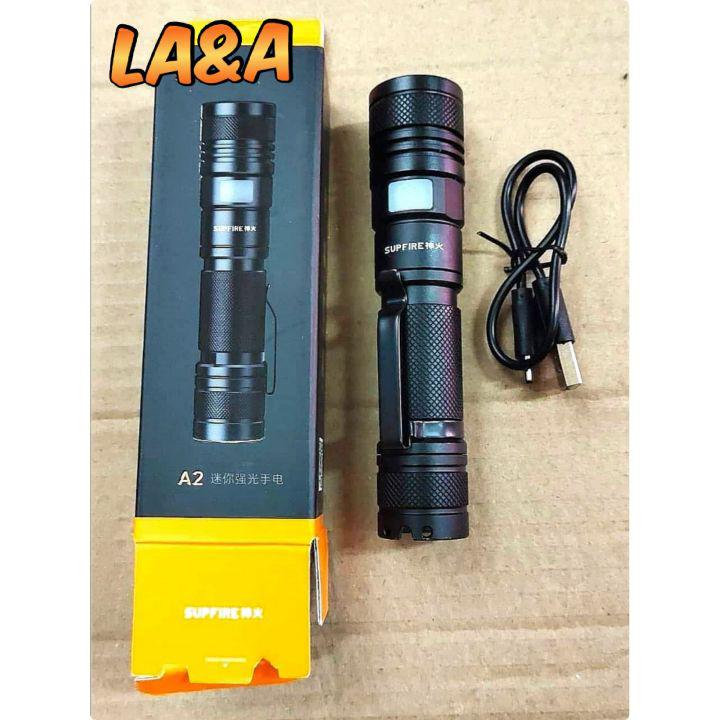 LA&A ไฟฉายแรงสูง ไฟฉายพกพา ไฟฉายชาร์จได้ ปรับซูมได้  ขนาด127mmx28mmx26mm.  ของแท้ SupFire Shenhuo A2