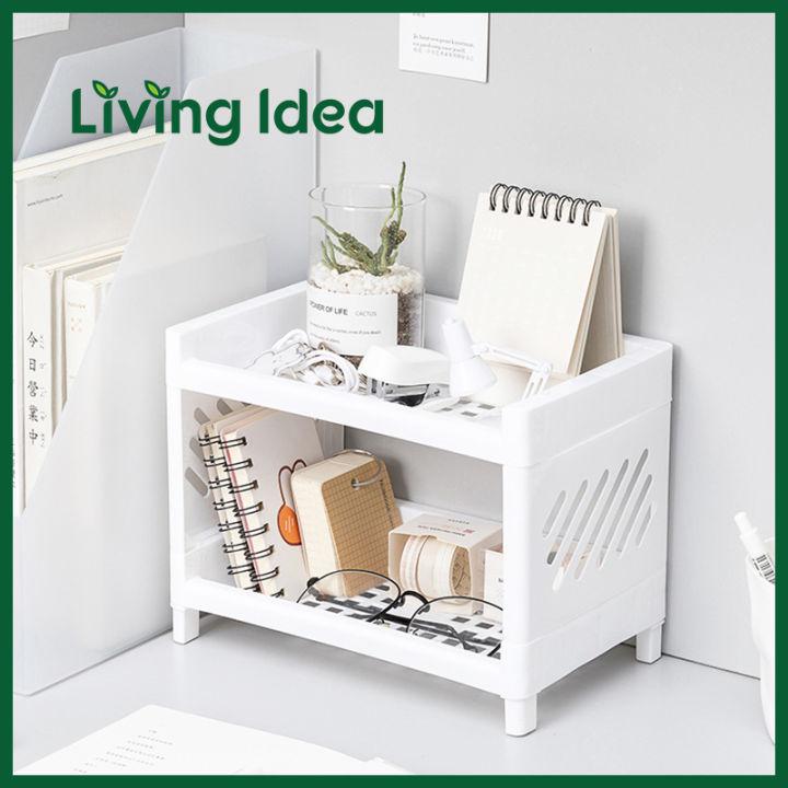 Living idea ชั้นวางเครื่องเขียน แบบ 2 ชั้น ชั้นวางของ ชั้นเก็บของ ชั้นวางอุปกรณ์ ถอดแยกชิ้นส่วนได้