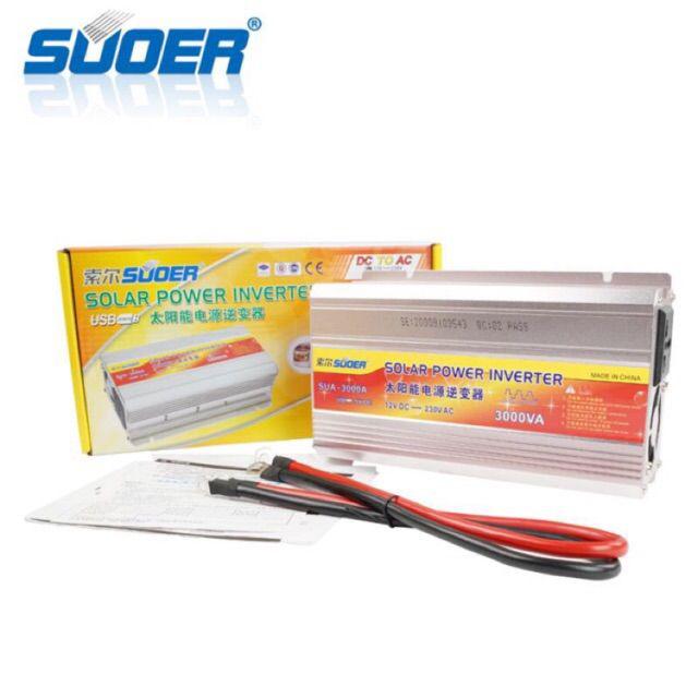 Suoer /NIKYTEK 12V 3000W อินเวอร์เตอร์ 12V to 220V Portable Smart Power Inverter Suoer 12V 220V ดัดแปลง Sine Wave 3000 วัตต์อินเวอร์เตอร์ไฟฟ้า