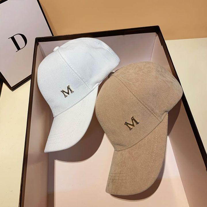2022 หมวกแฟชั่นฤดูร้อนหญิง M โลโก้เย็บปักถักร้อยแฟชั่นใหม่หมวกเบสบอลหมวกแข็งสไตล์เกาหลีหมวกผู้หญิง
