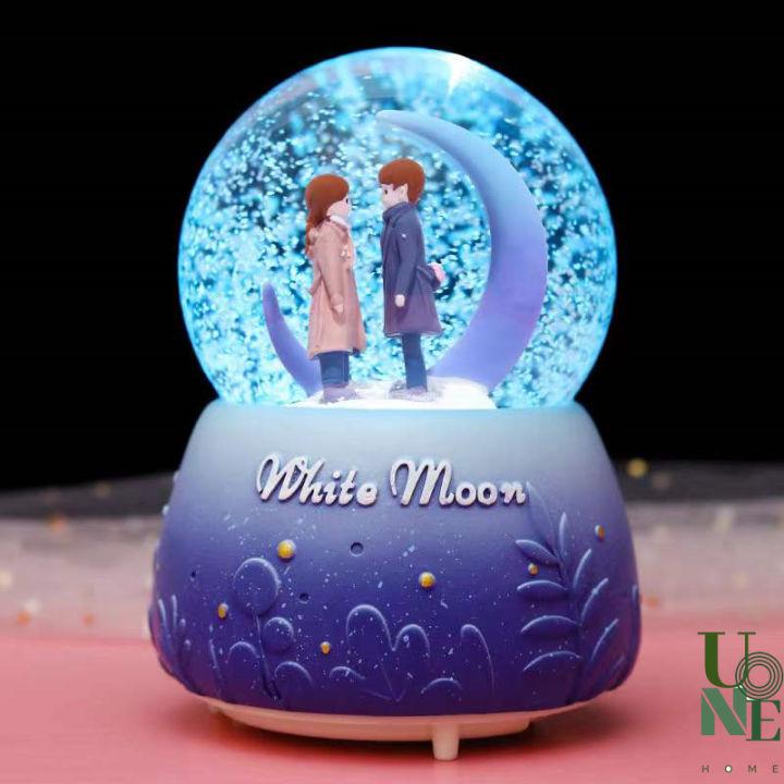 UoneHome พร้อมส่ง ♥ H050 กล่องดนตรีลูกแก้ว คู่รักดวงดาวหิมะ ของขวัญวันเกิด ของขวัญให้แฟน วันครบรอบ  ♥ มีบริการรับห่อของขวัญ เขียนการ์ด ♥