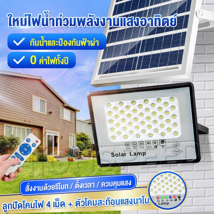 HS ไฟโซล่าเซล 50W 120W 200W 300W 400W 500W Solar Light ไฟโซล่าเซลล์ สีขาว ไฟสปอตไลท์ ไฟ solar cell กันน้ำIP67