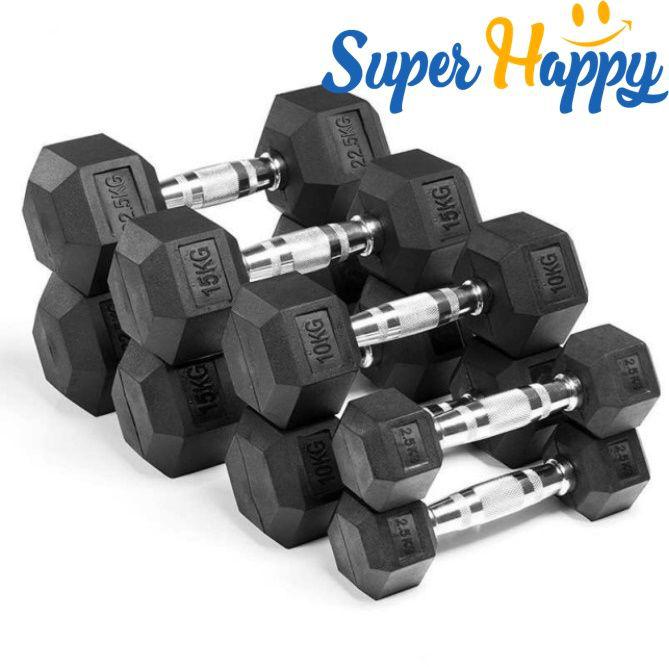 Hex Rubber Dumbell ดัมเบล 6 เหลี่ยม ด้ามจับเหล็ก ยกน้ำหนัก หุ้มยางอย่างดี (ราคาต่อ 1 ข้าง)