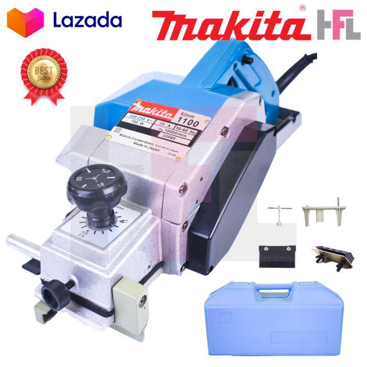 ❤MAKITA❤ รุ่น 1100 กบไสไม้ กบไฟฟ้า เครื่องรีดไม้ ขนาด 3 นิ้ว 82 มม. 750วัตต์ กบไสไม้ไฟฟ้า  พร้อมกล่องใส่อุปกรณ์