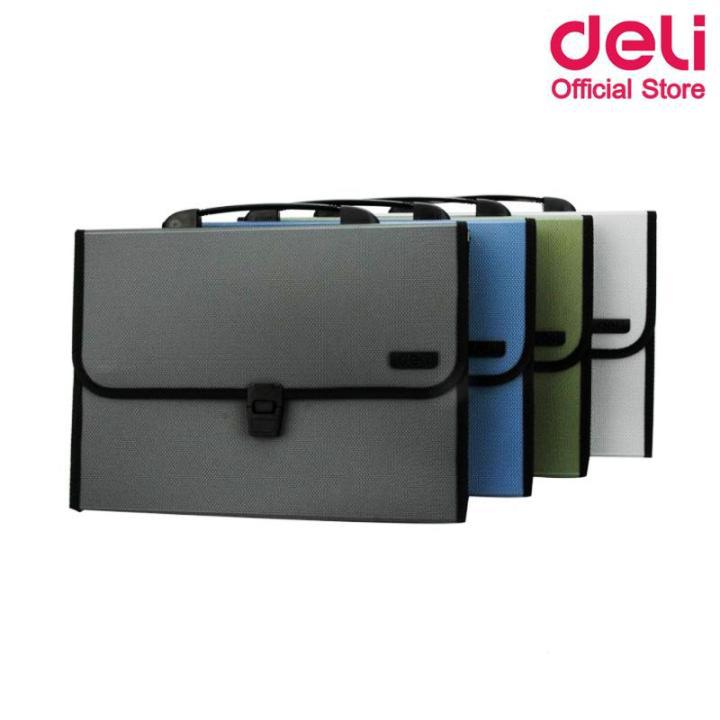 Deli กระเป๋าเอกสารA4 PVC 13 ช่อง คละสี 1 ชิ้น PVC document bag with 13 compartments 5556 แฟ้มใส่เอกสาร ซองใส่เอกสาร กระเป๋าใส่เอกสาร อุปกรณ์จัดเก็บเอกสาร อุปกรณ์