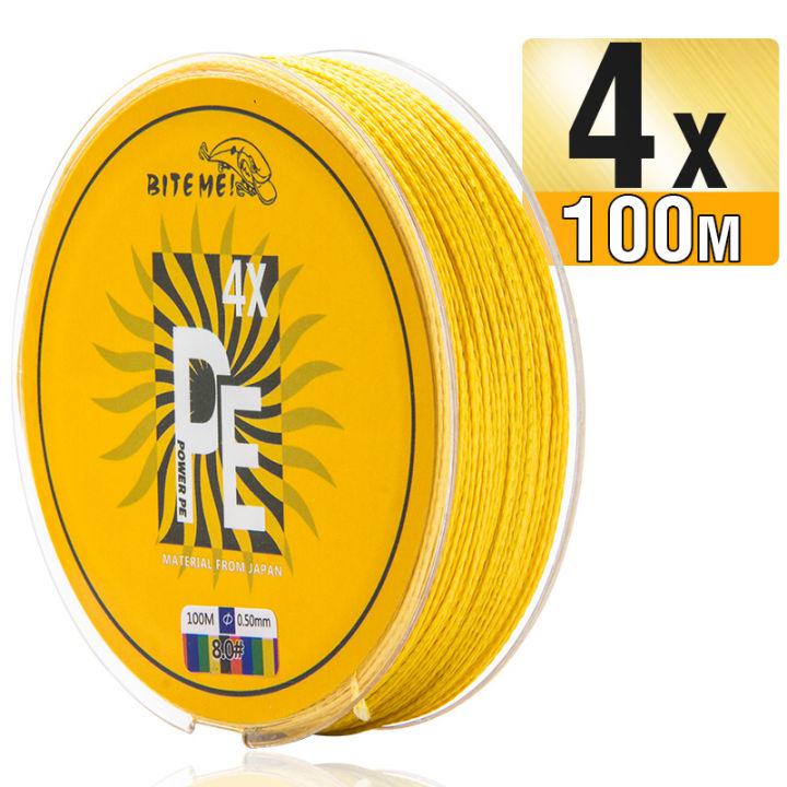 Biteme 4X 100เมตรPEถักเอ็นตกปลา4เส้น10-120LBสายตกปากหลายเส้นเอ็นตกปลาPEสาย