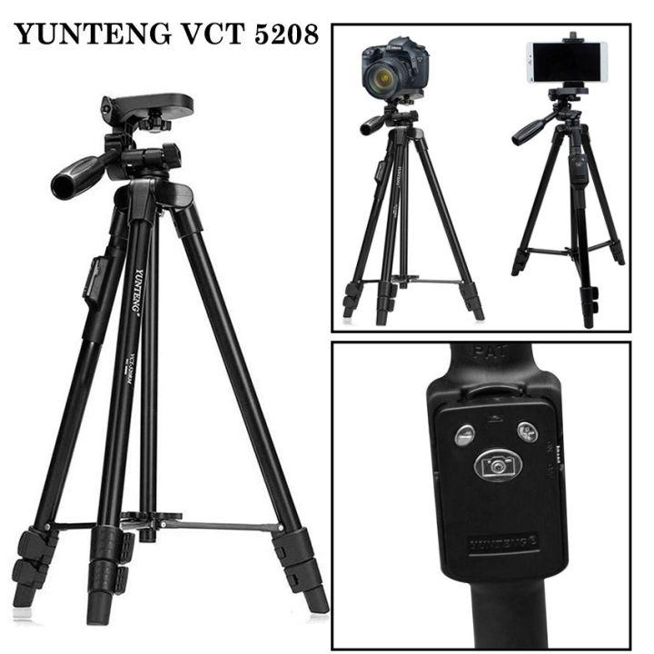 YUNTENG ชุด ขาตั้งกล้อง พร้อมรีโมทบลูทูธ หัวต่อมือถือในตัว รุ่น VCT-5208 (สีดำ)